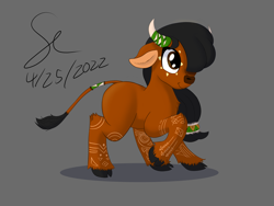 Size: 4000x3000 | Tagged: safe, artist:malixcrash, artist:megabyte1835, derpibooru import, oc, oc:toughtail, buffalo, cloven hooves, female, fetlock tuft, horns, shading, simple background, solo