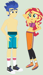 Size: 380x654 | Tagged: safe, artist:matthewjabeznazarioa, derpibooru import, flash sentry, sunset shimmer, equestria girls, female, flashimmer, male, shipping, straight