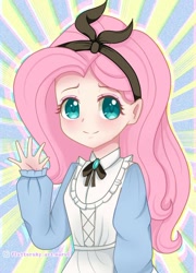 Size: 816x1131 | Tagged: source needed, safe, artist:fluttershy_art.nurul, derpibooru import, fluttershy, equestria girls, clothes, drawing, dress, smiling