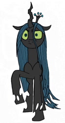 Size: 408x768 | Tagged: safe, artist:dsb71013, derpibooru exclusive, derpibooru import, queen chrysalis, changeling, changeling queen, canterlot wedding 10th anniversary, female, frown, queen chrysalis is not amused, raised hoof, raised leg, simple background, solo, unamused, white background