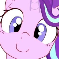 Size: 1080x1080 | Tagged: artist needed, safe, color edit, derpibooru import, edit, starlight glimmer, pony, unicorn, colored, cute, female, glimmerbetes, hi anon, looking at you, mare, meme, recolor, simple background, smiling, smiling at you, solo, white background