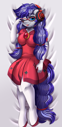 Size: 3040x6161 | Tagged: safe, artist:pridark, derpibooru import, oc, oc:cinnabyte, anthro, earth pony, pony, body pillow, body pillow design, breasts, clothes, dress, glasses, socks, solo