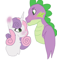 Size: 1788x2046 | Tagged: safe, artist:tjbook-time, derpibooru import, spike, sweetie belle, dragon, pony, unicorn, adult, adult spike, blushing, bust, female, fluffy, gigachad spike, looking at each other, looking at someone, male, mare, older, older spike, older sweetie belle, shipping, simple background, spikebelle, straight, transparent background, winged spike, wings