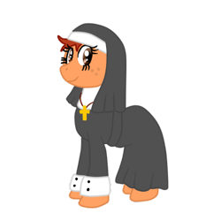 Size: 400x400 | Tagged: safe, artist:machacapigeon, oc, oc:purity seal, earth pony, pony, christianity, cross, female, looking at you, nun, religion, simple background, transparent background