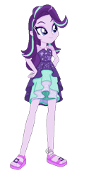 Size: 312x619 | Tagged: safe, artist:rnskies, artist:selenaede, derpibooru import, starlight glimmer, better together, equestria girls, spring breakdown, base used, clothes, dress, hand on hip, purple dress, sandals, shoes, simple background, transparent background