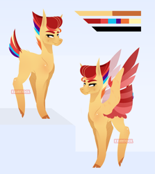 Size: 3371x3784 | Tagged: safe, artist:ryrxian, derpibooru import, oc, oc only, earth pony, pegasus, colored wings, duo, earth pony oc, offspring, parent:flash magnus, parent:rainbow dash, parents:dashmagnus, pegasus oc, two toned wings, wings