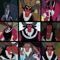Size: 2000x2000 | Tagged: safe, derpibooru import, lord tirek, centaur, taur, frenemies (episode), twilight's kingdom, cloak, clothes, collage, male, nose piercing, nose ring, numbers, piercing, robe