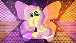 Size: 3840x2160 | Tagged: safe, artist:laszlvfx, artist:n0kkun, derpibooru import, edit, fluttershy, pegasus, pony, blushing, cute, female, hooves on cheeks, mare, shyabetes, solo, wallpaper, wallpaper edit