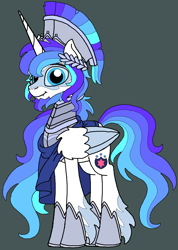 Size: 960x1348 | Tagged: safe, artist:rosefang16, derpibooru import, shining armor, alicorn, canterlot wedding 10th anniversary, armor, clothes, long mane, long tail, scarf, simple background, tail