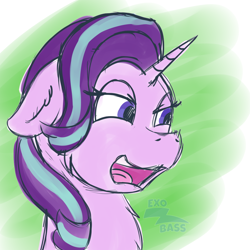 Size: 1000x1000 | Tagged: safe, artist:exobass, derpibooru import, starlight glimmer, unicorn, eww, expression, loathing, sketch, solo