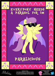 Size: 758x1054 | Tagged: safe, artist:strykarispeeder, derpibooru import, parasol, pegasus, pony, bipedal, paralicious, solo, sunglasses, twilightlicious