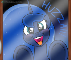 Size: 994x841 | Tagged: safe, artist:doublewbrothers, derpibooru import, princess luna, alicorn, pony, cute, female, huzzah, looking at you, lunabetes, mare, open mouth, solo