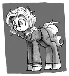 Size: 441x485 | Tagged: safe, artist:plunger, ponerpics import, oc, oc only, earth pony, pony, clothes, female, looking at something, mare, simple background, solo, standing