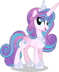 Size: 8000x9743 | Tagged: safe, artist:n0kkun, derpibooru import, princess flurry heart, alicorn, pony, absurd resolution, eye clipping through hair, female, looking at you, mare, older, older flurry heart, open mouth, open smile, shadow, simple background, smiling, smiling at you, solo, transparent background, vector