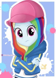 Size: 680x946 | Tagged: safe, artist:fluttershy_art.nurul, derpibooru import, rainbow dash, equestria girls, alone, cape, clothes, drawing, looking at you