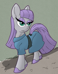 Size: 2004x2546 | Tagged: safe, artist:mysterywhiteflame, derpibooru import, maud pie, earth pony, pony, clothes, dress, eyelashes, eyeshadow, green eyes, makeup, poker face, purple hair, solo, straight mane
