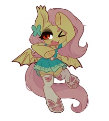 Size: 1344x1490 | Tagged: safe, artist:colorfulcolor233, derpibooru import, fluttershy, bat pony, semi-anthro, bat ponified, equestria girls outfit, female, flutterbat, needy girl overdose, needy streamer overload, race swap, solo, species swap