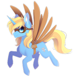 Size: 3615x3820 | Tagged: safe, artist:gladius lockhart, derpibooru import, oc, oc:skydreams, pony, unicorn, artificial wings, augmented, aviator goggles, female, goggles, mare, mechanical wing, simple background, solo, transparent background, wings