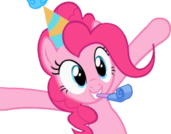 Size: 925x720 | Tagged: safe, derpibooru import, edit, edited screencap, screencap, pinkie pie, baby cakes, background removed, cute, diapinkes, hat, noisemaker, not a vector, party hat, simple background, solo, transparent background