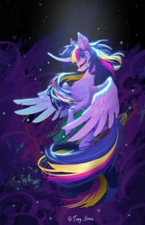 Size: 1320x2048 | Tagged: safe, artist:tinybenz, derpibooru import, twilight sparkle, twilight sparkle (alicorn), alicorn, pony, curved horn, eyes closed, female, horn, solo