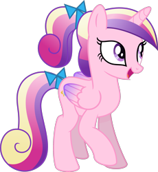 Size: 2431x2645 | Tagged: safe, artist:thatusualguy06, derpibooru import, princess cadance, alicorn, pony, canterlot wedding 10th anniversary, .svg available, colored wings, colored wingtips, female, folded wings, full body, high res, hooves, horn, mare, open mouth, open smile, ponytail, raised hoof, raised leg, ribbon, simple background, smiling, solo, standing, svg, tail, teen princess cadance, transparent background, vector, wings