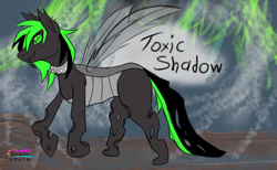 Size: 4881x3009 | Tagged: safe, derpibooru import, oc, oc:toxic shadow, changeling, changeling oc, commission, green, green changeling, ponysona, wings