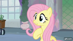 Size: 640x360 | Tagged: safe, derpibooru import, screencap, fluttershy, spike, dragon, pegasus, pony, non-compete clause, season 8, spoiler:s08, animated, camera, duo, eyes closed, female, gif, gifs.com, male, mare, open mouth, school of friendship, spread wings, wings