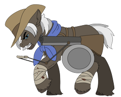 Size: 1539x1233 | Tagged: safe, artist:brainiac, derpibooru import, burnt oak, earth pony, battle saddle, male, simple background, solo, stallion, transparent background