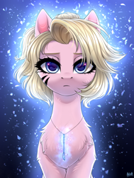 Size: 2500x3300 | Tagged: safe, artist:hakaina, derpibooru import, oc, oc only, oc:kara waypoint, earth pony, pony, female, glowing, high res, ice, jewelry, magic, mare, necklace, solo