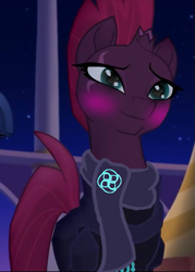 Size: 469x654 | Tagged: safe, artist:decokelow, derpibooru import, edit, edited screencap, screencap, chancellor neighsay, fizzlepop berrytwist, tempest shadow, pony, unicorn, my little pony: the movie, armor, blushing, brooch, clothes, cute, female, jewelry, male, mare, reflection, scarf, shipping, shipping fuel, stallion, straight, tempest neighsay, tempestbetes, wingding eyes