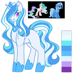 Size: 1150x1156 | Tagged: safe, artist:purplegrim40, derpibooru import, princess celestia, trixie, oc, alicorn, pony, unicorn, female, hair over one eye, hoof shoes, magical lesbian spawn, mare, offspring, peytral, simple background, transparent background