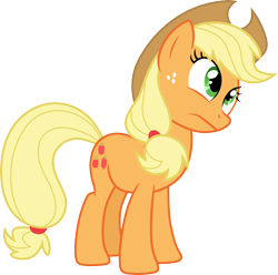Size: 3026x3000 | Tagged: safe, artist:cloudyglow, artist:yanoda, derpibooru import, applejack, earth pony, pony, the cutie pox, .ai available, cowboy hat, female, freckles, hat, head tilt, high res, mare, simple background, solo, stetson, transparent background, vector