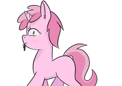 Size: 1414x1000 | Tagged: safe, alternate version, artist:happy harvey, derpibooru import, ruby pinch, oc, oc:anon, human, pony, unicorn, carrying, drawn on phone, female, filly, foal, giant pony, holding, larger female, looking at you, looking up, macro, macro/micro, male, micro, shrunken pupils, simple background, size difference, smaller male, smiling, transparent background, walking