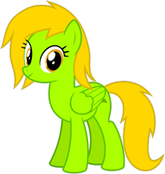 Size: 2380x2500 | Tagged: safe, artist:nicogamer3000, derpibooru import, oc, oc only, oc:lemon green, pegasus, pony, .svg available, female, folded wings, full body, high res, hooves, looking at you, mare, pegasus oc, show accurate, simple background, smiling, smiling at you, solo, standing, svg, tail, transparent background, vector, wings