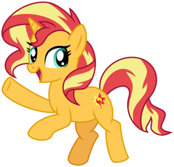 Size: 1024x984 | Tagged: safe, artist:emeraldblast63, derpibooru import, sunset shimmer, pony, unicorn, open mouth, open smile, smiling, vector