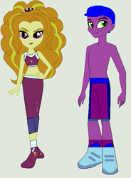 Size: 447x608 | Tagged: safe, artist:matthewjabeznazarioa, derpibooru import, adagio dazzle, parish nandermane, equestria girls, crossover, equestria girls-ified, exeron fighters, exeron outfit, martial arts kids, martial arts kids outfit