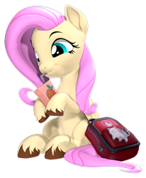 Size: 700x850 | Tagged: safe, artist:owlpirate, derpibooru import, fluttershy, pegasus, pony, 3d, adorable face, backpack, cute, drinking, female, hoof hold, juice, juice box, mare, shyabetes, simple background, sipping, smiling, solo, source filmmaker, transparent background, unshorn fetlocks