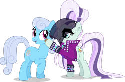 Size: 6437x4251 | Tagged: safe, artist:thatusualguy06, derpibooru import, coloratura, linky, shoeshine, earth pony, pony, the mane attraction, .svg available, absurd resolution, clothes, countess coloratura, duo, duo female, female, hoofsies, jacket, raised hoof, raised leg, simple background, stamp, svg, transparent background, vector, veil