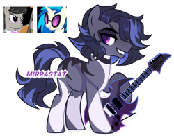 Size: 1280x1019 | Tagged: safe, artist:mirrastat, derpibooru import, dj pon-3, octavia melody, vinyl scratch, oc, earth pony, pony, unicorn, base used, earth pony oc, electric guitar, eyelashes, female, grin, guitar, lesbian, magical lesbian spawn, male, mare, musical instrument, offspring, parent:octavia melody, parent:vinyl scratch, parents:scratchtavia, scratchtavia, shipping, simple background, smiling, solo, stallion, transparent background