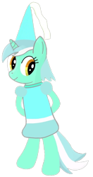 Size: 554x1051 | Tagged: safe, artist:darlycatmake, derpibooru import, edit, lyra heartstrings, pony, unicorn, bipedal, clothes, dress, dressup, happy, hat, hennin, hooves behind back, looking at someone, looking at something, looking back, princess, princess lyra heartstrings, simple background, smiling, standing, standing up, transparent background, vector, vector edit