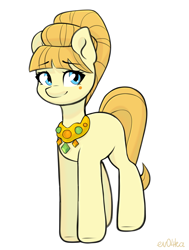 Size: 1634x2160 | Tagged: safe, artist:ev04ka, artist:ev04kaa, derpibooru import, aunt orange, earth pony, pony, blue eyes, female, jewelry, looking at you, mare, rcf community, simple background, sketch, smiling, smiling at you, solo, white background