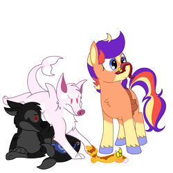 Size: 3000x3000 | Tagged: safe, artist:wulfums, derpibooru import, oc, oc only, oc:butch loudbark, earth pony, wolf, feminine stallion, lpt, pets, show accurate, simple background, solo, transparent background, worm on a string