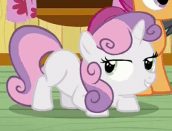 Size: 447x342 | Tagged: safe, derpibooru import, edit, edited edit, edited screencap, screencap, gabby, scootaloo, sweetie belle, griffon, pony, the fault in our cutie marks, animated, bedroom eyes, behaving like a dog, blank flank, butt, butt shake, context is for the weak, cutie mark, face down ass up, female, female focus, filly, foal, gif, invisible stallion, plot, solo focus, the cmc's cutie marks