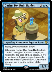 Size: 375x523 | Tagged: safe, derpibooru import, edit, daring do, pegasus, pony, read it and weep, bipedal, ccg, hat, magic the gathering, pith helmet, sapphire statue, trading card, trading card edit