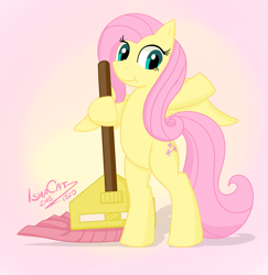 Size: 1520x1564 | Tagged: safe, artist:ismazhecat, derpibooru import, fluttershy, pegasus, pony, g4, bipedal, cute, female, fluttermop, looking at you, mare, meme, mop, shyabetes, smiling, solo