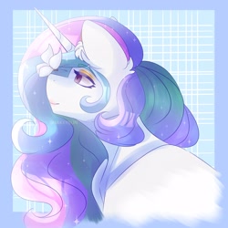 Size: 3000x3000 | Tagged: safe, artist:mikkybun, derpibooru import, princess celestia, alicorn, butterfly, pony, butterfly on nose, insect on nose, missing accessory, profile, solo