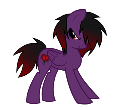 Size: 2827x2500 | Tagged: safe, artist:zeffdakilla, derpibooru exclusive, derpibooru import, oc, oc only, oc:frankie fang, pegasus, pony, base used, black hair, emo, proud, purple, purple fur, red eyes, red hair, simple background, smiling, solo, standing, transparent background, wings