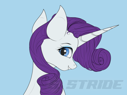 Size: 8000x6000 | Tagged: safe, artist:shade stride, derpibooru import, rarity, pony, unicorn, bust, horn, looking back, solo, watermark