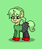 Size: 61x72 | Tagged: safe, artist:dematrix, derpibooru import, pony, unicorn, clothes, female, green background, picture for breezies, pixel art, poniko, pony town, shoes, simple background, skirt, yume nikki