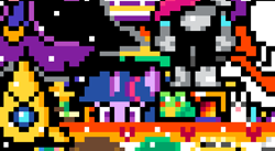 Size: 524x288 | Tagged: safe, derpibooru import, twilight sparkle, april fools, deltarune, kris (deltarune), papyrus (undertale), pixel art, r/place, rainbow, reddit, susie (deltarune), undertale